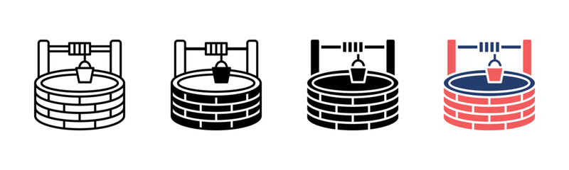 Water Well icon sheet multiple style collection