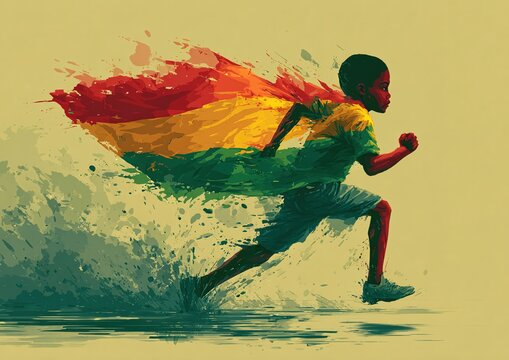 18 April Zimbabwe Independence Day. template. boy running with flag. vector illustration. High quality