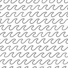 A seamless pattern of smooth, hand-drawn wave lines in a soft, flowing rhythm.