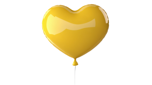 Yellow heart balloon 3D render icon isolated on white background