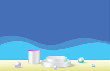 3d podium design with decorative backdrop template vector file.