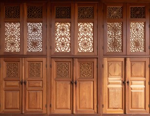 Ornate wooden wall panels with intricate carvings