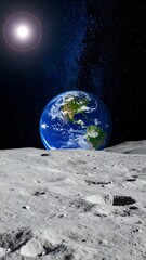 Earthrise from Moons surface.