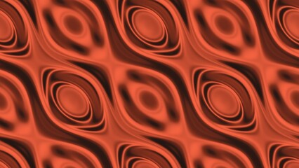 Vibrant red and black abstract pattern with smooth, fluid swirls and hypnotic eye-like shapes. Seamless and tileable, perfect for digital backdrops, textiles, or motion graphic design use.