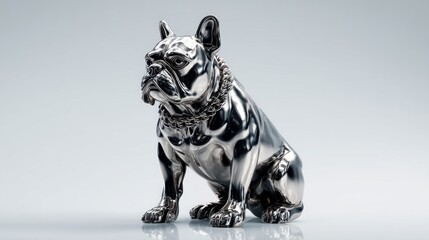 Polished metal French bulldog figurine
