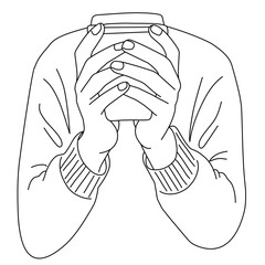 vector illustration of a pair of hands holding coffee cup