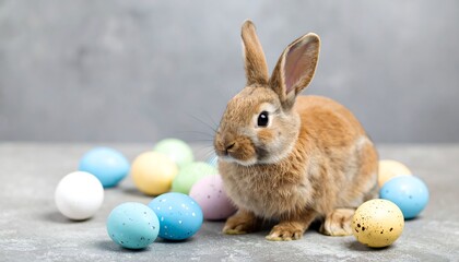 Easter Bunny with Pastel Eggs.