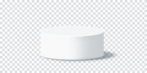 Minimal white display podium for product show. 3D pedestal concept for web and design. Vector illustration isolated on transparent background