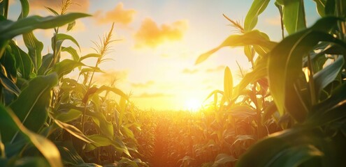 Lush cornfield at sunset (1)