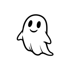 Fototapeta premium Cute cartoon ghost isolated on white background with a friendly smile for halloween