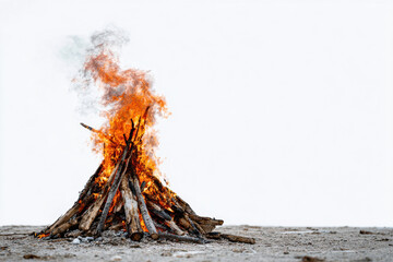 Bonfire against white background