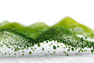 cardio diagram made out of green landscape with water drops against white background