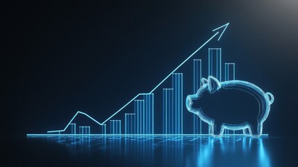 Digital Piggy Bank and Investment Growth Chart Visual Representation