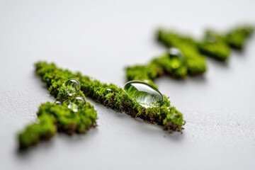 cardio diagram made out of green landscape with water drops against white background