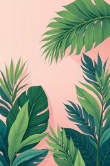 Fototapeta premium high quality, flat style tropical background with large palm leaves and subtle gradients