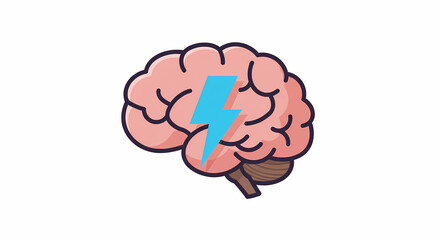 Productivity and Focus Icons &ndash; Minimal Flat Vectors on White Background Brain Battery Charging Loading