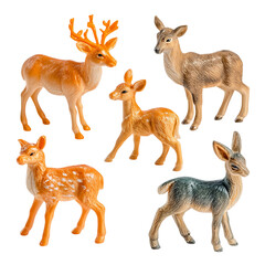 Obraz premium A collection of toy deer figurines in various poses and colors, perfect for play or display