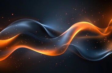 Obraz premium Abstract wavy forms in orange and blue, with glowing particles
