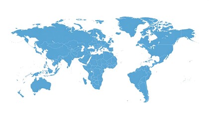 World map with global geography, and countries.