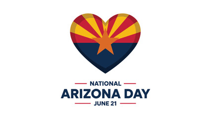 Obraz premium heart-shaped arizona flag design featuring national arizona day june 21 text in bold font, symbolizing pride, culture, and celebration