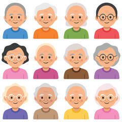 illustration of elderly people isolated vector on white background