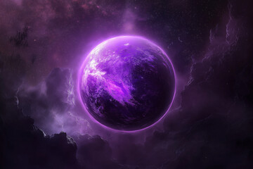Obraz premium Purple Cosmic Sphere Glowing in Dark Space