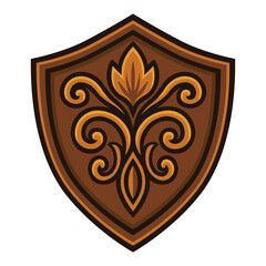 Elegant Heraldic Shield with Intricate Gold Ornamental Design vector logo illustration