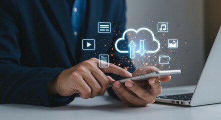 Cloud based file storage and secure data backup solution with encrypted privacy protection, real time synchronization and mobile access for file management. business continuity and digital security