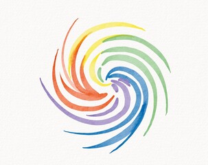 Spinning swirl of rainbow colors in soft watercolor tones, symbolizing dynamic energy and unity in motion