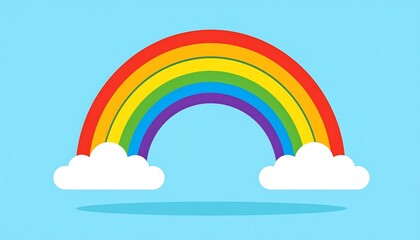 Colorful Rainbow Sky Clouds Illustration.