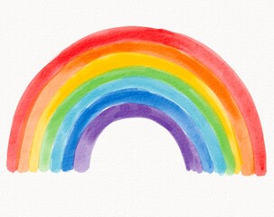 Classic rainbow arc with watercolor effect, painted in bright colors to evoke joy, peace, and unity