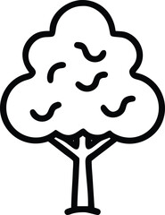 Simple Line Art Drawing of a Deciduous Tree with Leaves