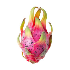 A close-up shot of a vibrant and exotic dragon fruit, showcasing its unique texture and colors