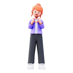 female character posing in love 3d illustration