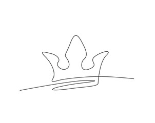 King crown outline drawing illustration. one continuous line drawing of crown.