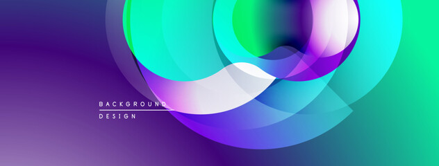 Abstract vibrant circles overlap, creating fluid gradient effect. Modern design, suitable for backgrounds, presentations.