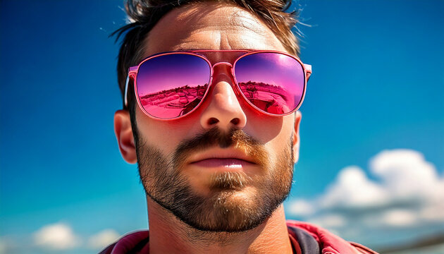 A man with rose-colored sunglasses