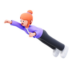 female character slides 3d illustration