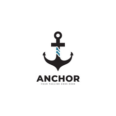 Anchor logo icon design template. Anchor line shield vector logo.