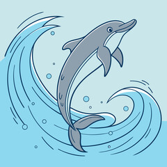 Playful dolphin leaping through ocean waves