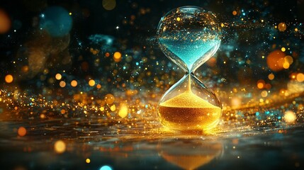 Golden Hourglass: Time, Sand, and Sparkle