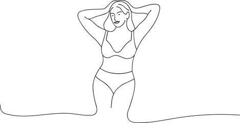 Serene Silhouette: A minimalist illustration of a woman in a tranquil moment, gracefully depicted with a focus on her form.