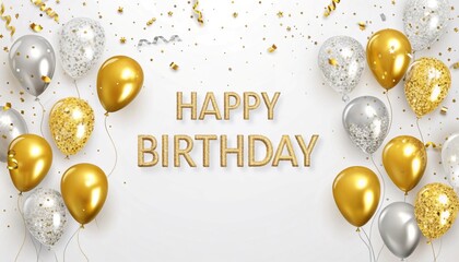 golden Happy Birthday Baloons
