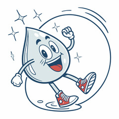 Happy water drop cartoon character
