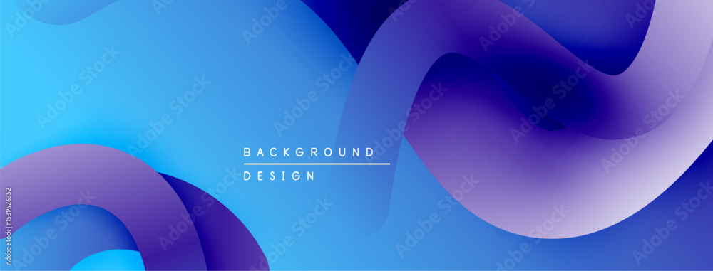 Poster Abstract fluid shapes, blue purple gradients. Modern design element for backgrounds, presentations, digital art. Smooth curves create dynamic composition.