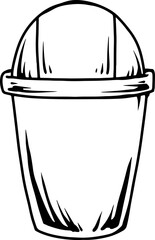 Dome Top Trash Can Line Art
