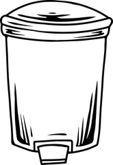 Round Pedal Bin Line Art
