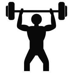 Fototapeta premium Silhouette of a man weightlifting a barbell, isolated on white background