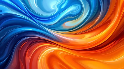 Fototapeta premium Abstract flowing gradients with glossy reflections and fractal edges, forming dynamic color harmonies as if dancing to music. Ideal for modern art, motion design, or digital backgrounds