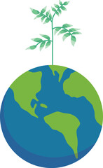 Earth with Green Plant growing vector editable design illustration
